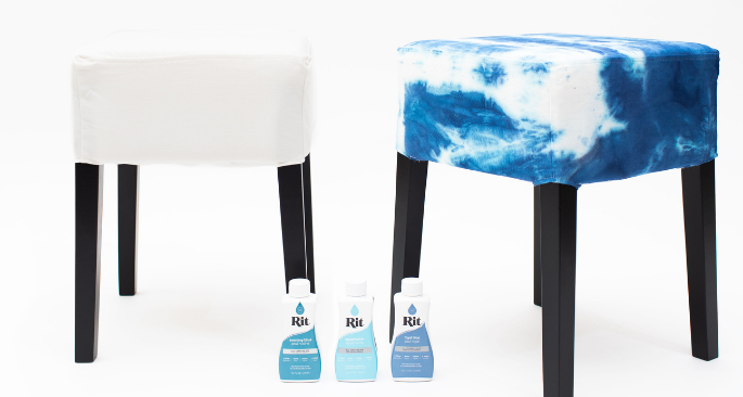 Shibori Dyed Stool Cover by Rit Dye